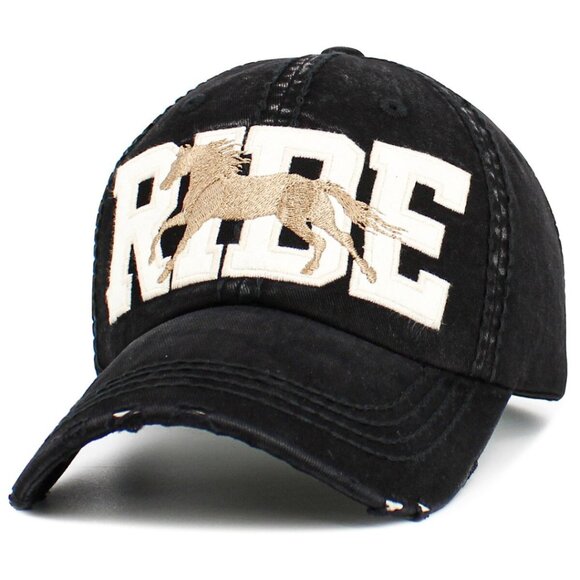 KBETHOS Ride Black Vintage Distressed Baseball Cap Hat NWT - Picture 2 of 3